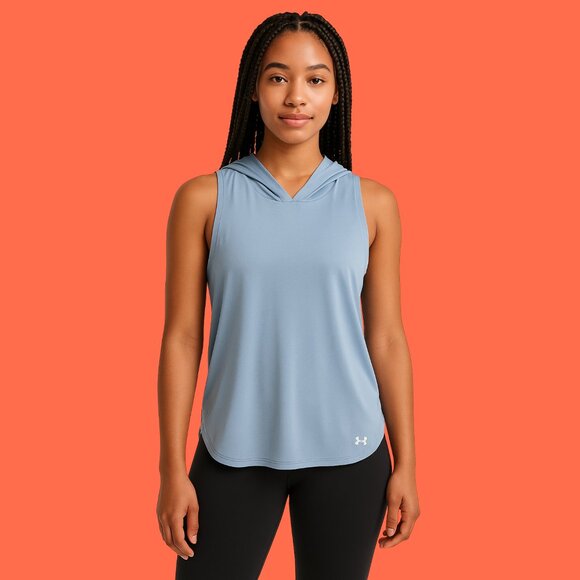 Under Armour Blue Sleeveless Hoodie Tank with Back Cutout | Size M - Picture 1 of 9